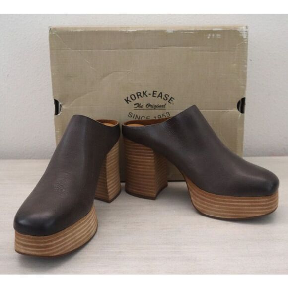 Kork-Ease KE0016922 Women's Sz 8M Gray Leather Veronica Sky-High Mules - Picture 1 of 16